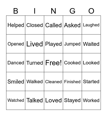 Ordinary verbs - simple past Bingo Card