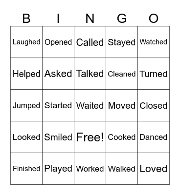 Ordinary verbs - simple past Bingo Card