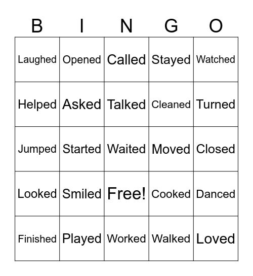 Ordinary verbs - simple past Bingo Card