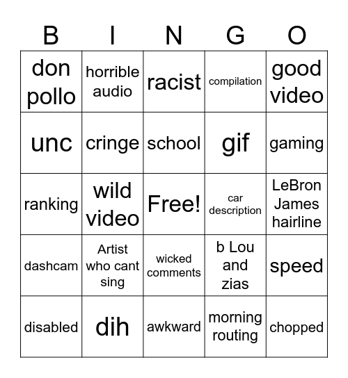 reels Bingo Card
