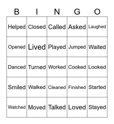 Ordinary verbs - Simple past Bingo Card