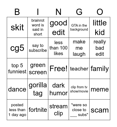 Untitled Bingo Card