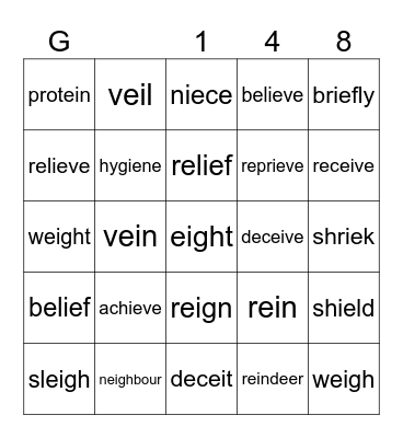 148 Bingo Card
