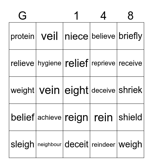 148 Bingo Card