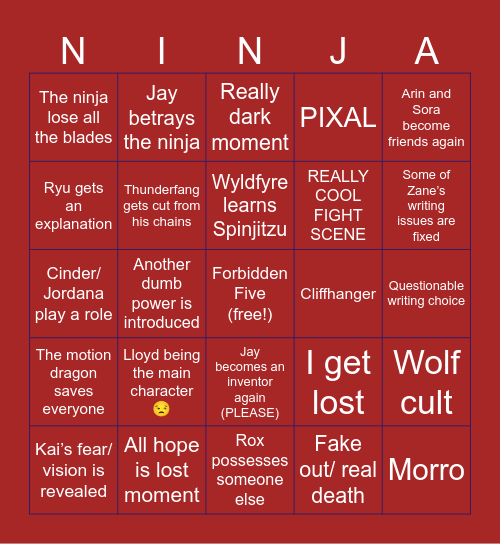 Dragons Rising S3P1 Bingo Card