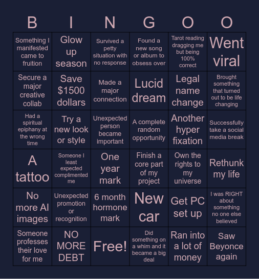 Allison’s 2025 Bingo Card