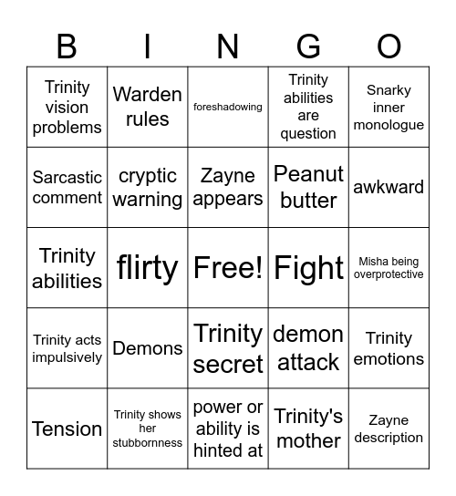 Storm and Fury chapter 2 Bingo Card