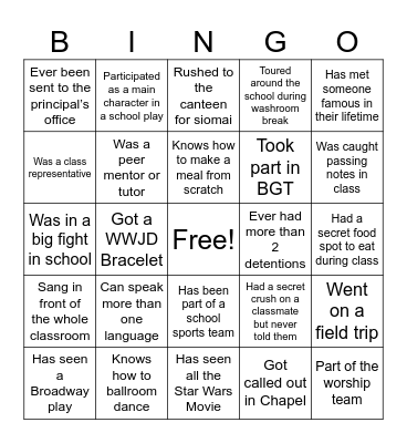 Junior Senior Banquet 2025 Bingo Card