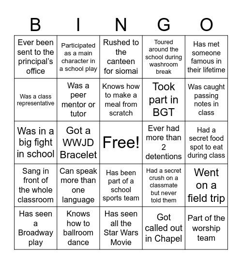 Junior Senior Banquet 2025 Bingo Card
