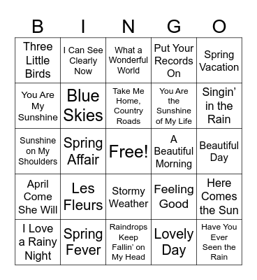 Spring Bingo Card