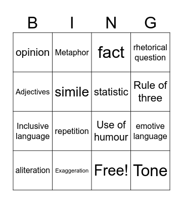 Persuasive Devices BINGO Card