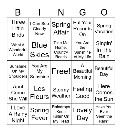 Spring Bingo Card