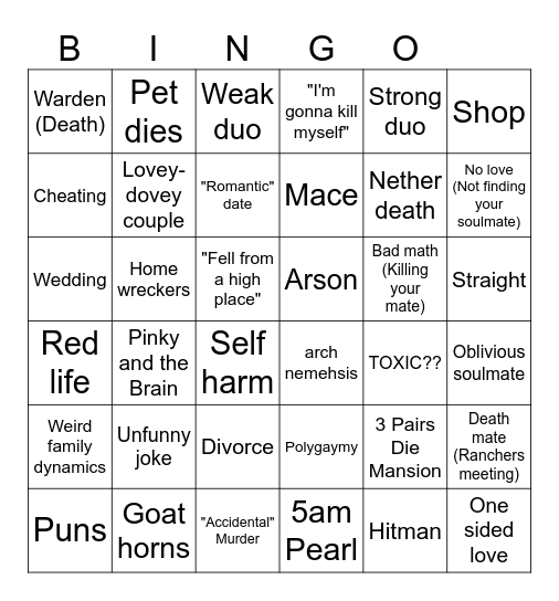 Toxic life bingo card Bingo Card
