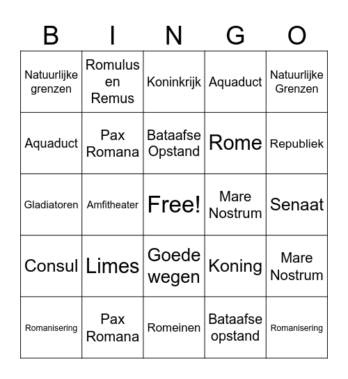 De Romeinen Bingo Card