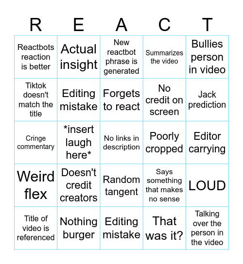 JJJacksfilms Bingo Card