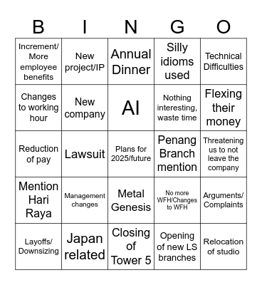 TOWNHALL BINGO Card