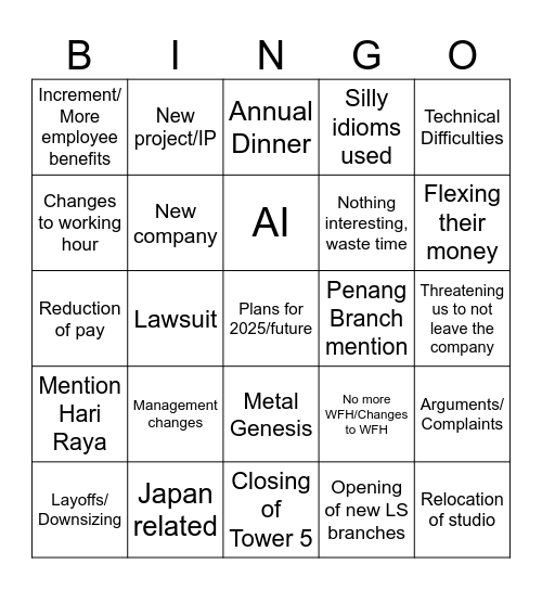 TOWNHALL BINGO Card