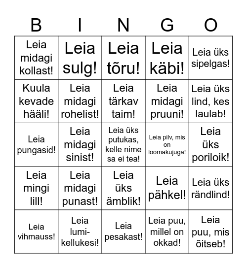 KEVADE BINGO Card