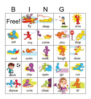 Action Verbs Bingo Card