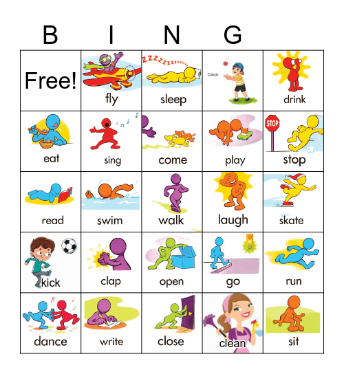 Action Verbs Bingo Card