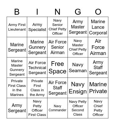 Military Bingo: Today I helped a (an).... Bingo Card
