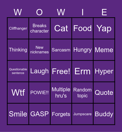 Random endy bingo! Bingo Card