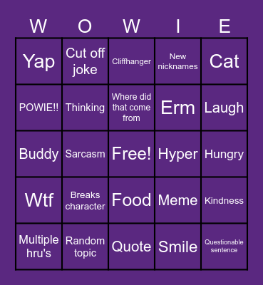 Random endy bingo! Bingo Card