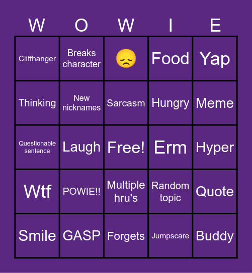 Random endy bingo! Bingo Card