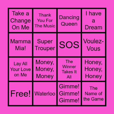 Damesfunksie 2025 - Mamma Mia BINGO Card