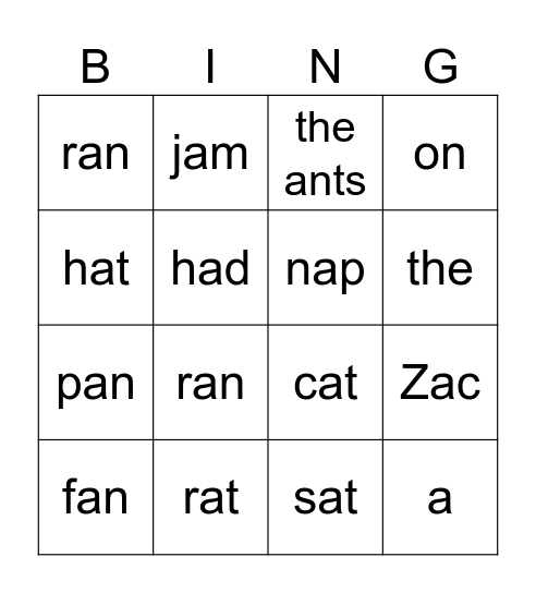 Zac the rat Bingo Card