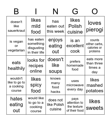 find someone who... Bingo Card