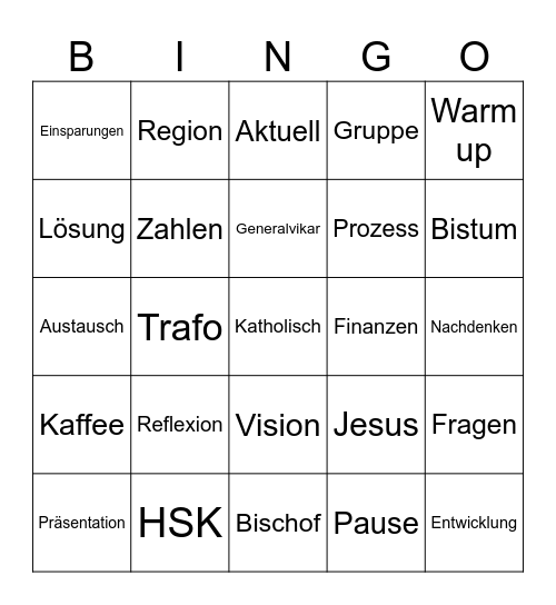 Pastoralklausur Bingo Card