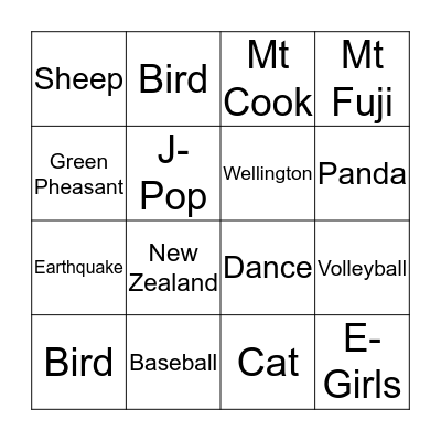 BINGO !!!!!!!!!!!! Bingo Card