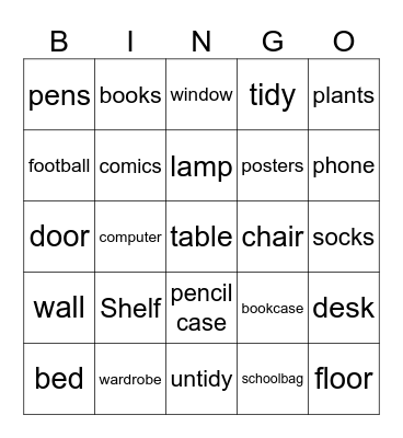Things in my room Bingo! Bingo Card
