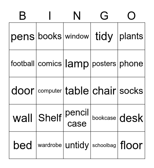 Things in my room Bingo! Bingo Card