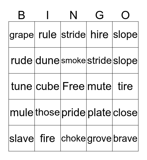 Lesson  3-3 Bingo Card