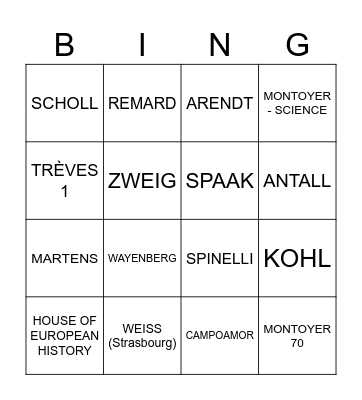 EU Parliament Buildings Bingo Card
