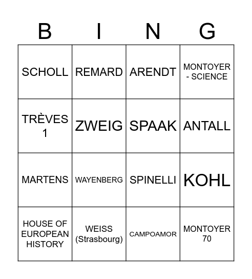 EU Parliament Buildings Bingo Card