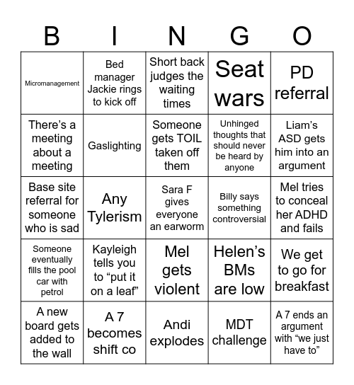 PLT Bingo Card