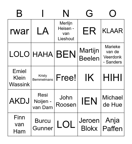 Muziekbingo Card