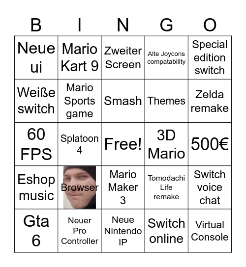 Nintendo switch 2 Bingo Card