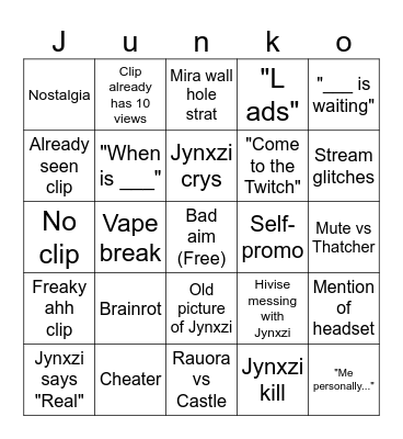 Siege Clips (by Centi) v5 5x5 Bingo Card