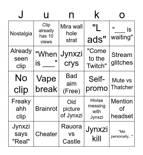 Siege Clips (by Centi) v5 5x5 Bingo Card