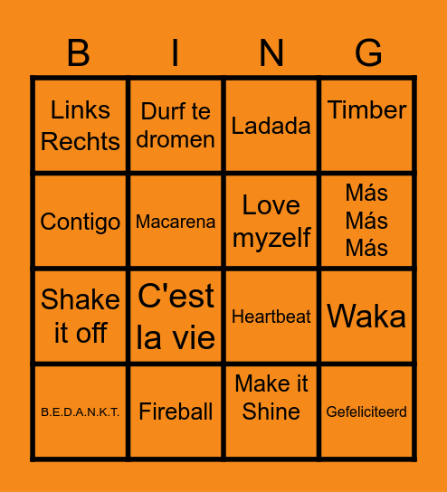 Noa's muziek Bingo Card