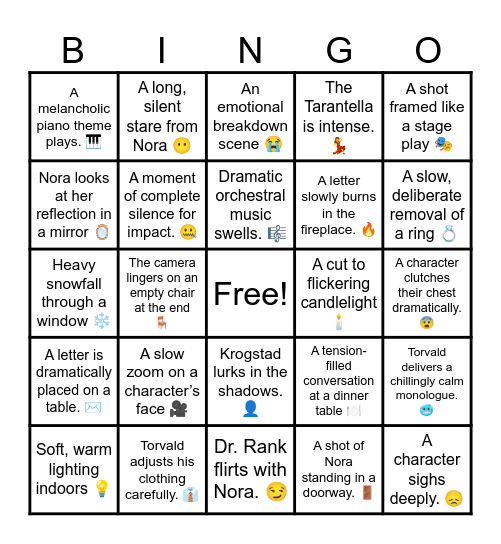 A Doll's House Bingo Card