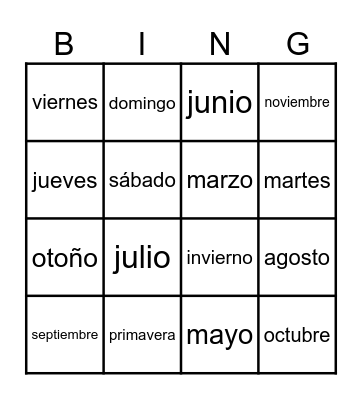 El Calendario Bingo Card