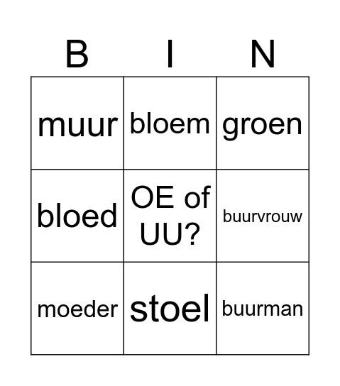 oe of uu ? Bingo Card