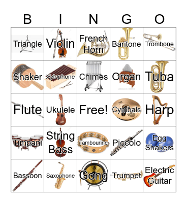 Orchestra Instruments  Bingo Card