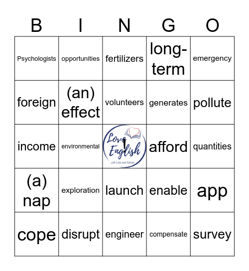 Bagrut Vocabulary Lists 3 & 4 Bingo Card