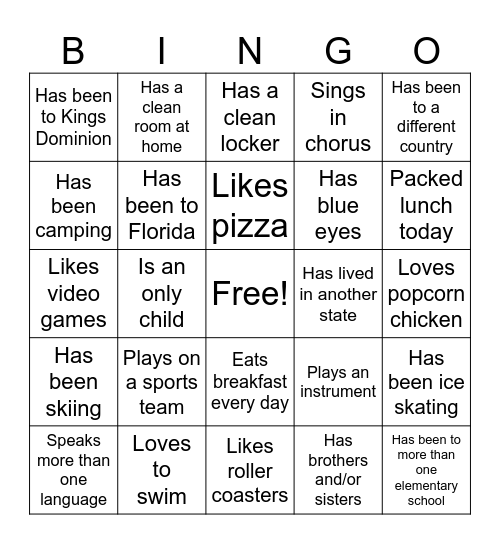 Find someone who Bingo Card